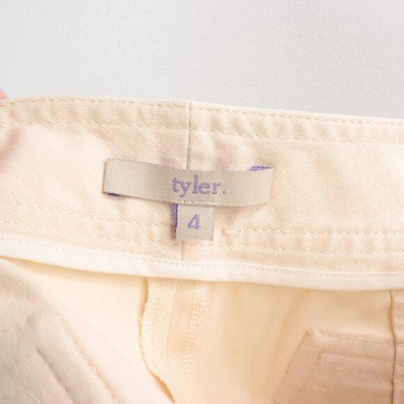 tyler. Women's 4 Beige Straight Leg Cotton Twill Ankle Trouser Pants - Picture 7 of 8